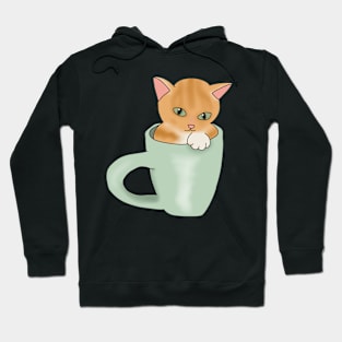 Kitty in a cup (fluffy orange cat) Hoodie